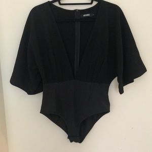 Kimono Sleeve Deep V Body Suit